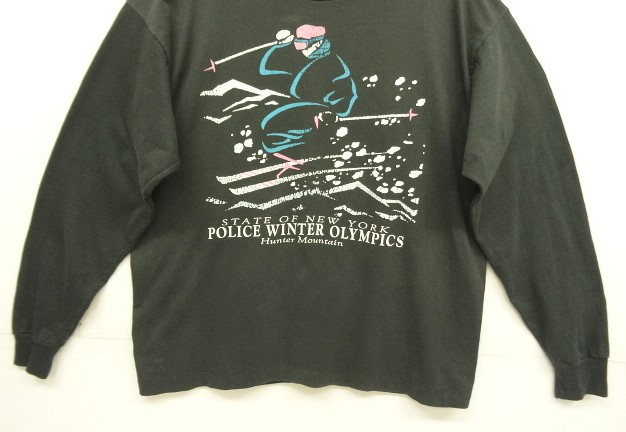 画像: 90'S POLICE WINTER OLYMPIC シングルステッチ 長袖 Tシャツ フェードブラック (VINTAGE)