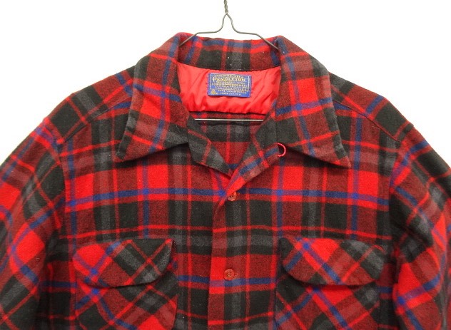 画像: 70'S PENDLETON "BOARD SHIRT" ウール オープンカラーシャツ チェック柄 USA製 (VINTAGE)