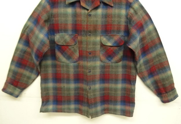 画像: 70'S PENDLETON "BOARD SHIRT" ウール オープンカラーシャツ チェック柄 USA製 (VINTAGE)