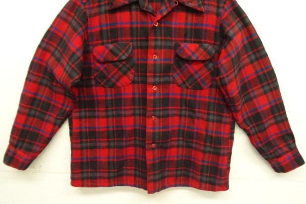 画像: 70'S PENDLETON "BOARD SHIRT" ウール オープンカラーシャツ チェック柄 USA製 (VINTAGE)