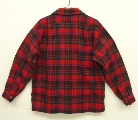 画像4: 70'S PENDLETON "BOARD SHIRT" ウール オープンカラーシャツ チェック柄 USA製 (VINTAGE)