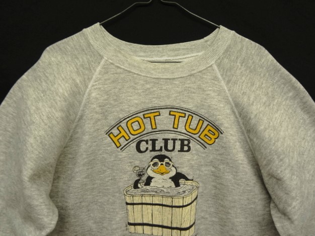 画像: 80'S HANES "HOT TUB CLUB" ラグランスリーブ スウェットシャツ ヘザーグレー USA製 (VINTAGE)