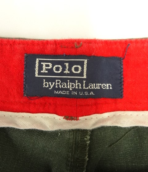 画像2: 90'S RALPH LAUREN ツープリーツ ダブルステッチ キャンバスパンツ オリーブ 42TALONジップ USA製 (VINTAGE)