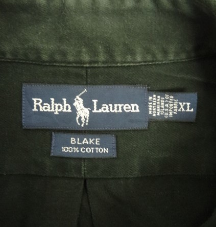 画像2: 90'S RALPH LAUREN "BLAKE" ツイル 長袖 BDシャツ ブラック (VINTAGE)