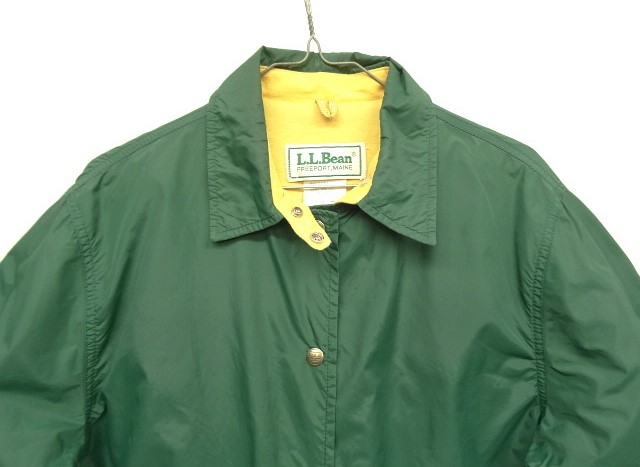 画像: 80'S LL Bean チンスト付き ナイロン コーチジャケット ダークグリーン USA製 (VINTAGE)