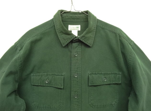 画像: 00'S LL Bean シャモアクロス 長袖 シャツ ダークグリーン (VINTAGE)