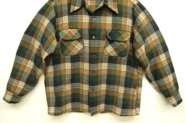 画像: 70'S PENDLETON "BOARD SHIRT" ウール オープンカラーシャツ チェック柄 USA製 (VINTAGE)