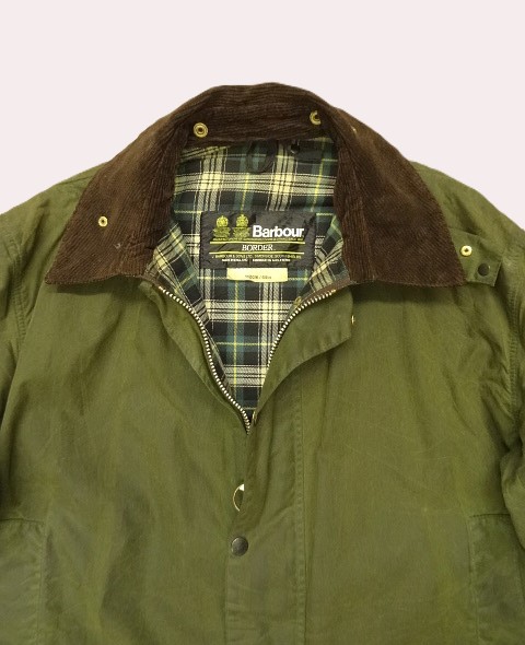 画像: 80'S BARBOUR 2クレスト 旧タグ "BORDER" オイルドジャケット オリーブ イングランド製 (VINTAGE)