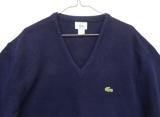 画像: 80'S IZOD LACOSTE アクリル Vネック ニット ネイビー USA製 (VINTAGE)