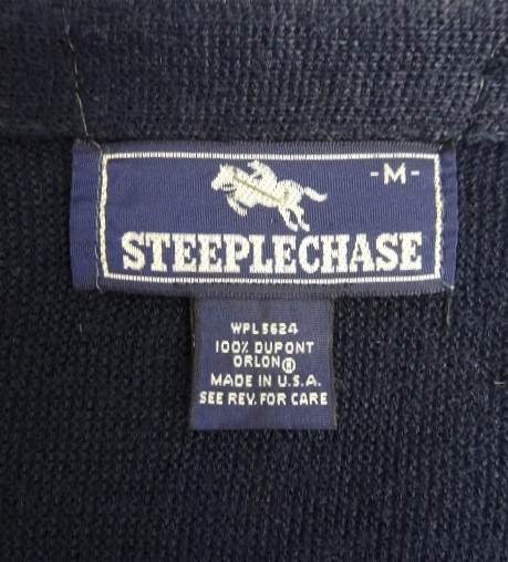 画像2: 80'S STEEPLECHASE アクリル Vネック ニット カーディガン ネイビー USA製 (VINTAGE)