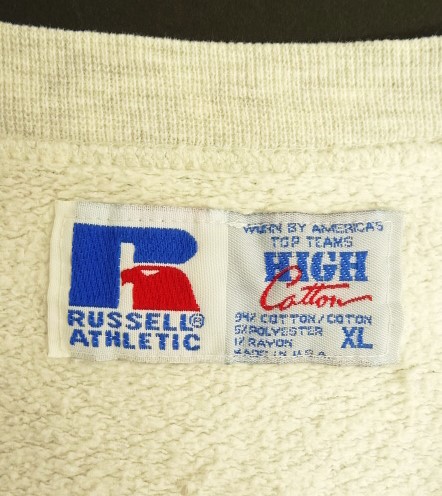 画像2: 90'S RUSSELL ATHLETIC "HIGH COTTON" 前Vガゼット付き クルーネック スウェットシャツ アッシュ USA製 (VINTAGE)