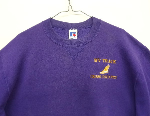 画像: 90'S RUSSELL ATHLETIC "ウイングフット" 前Vガゼット付き クルーネック スウェットシャツ グレープ USA製 (VINTAGE)