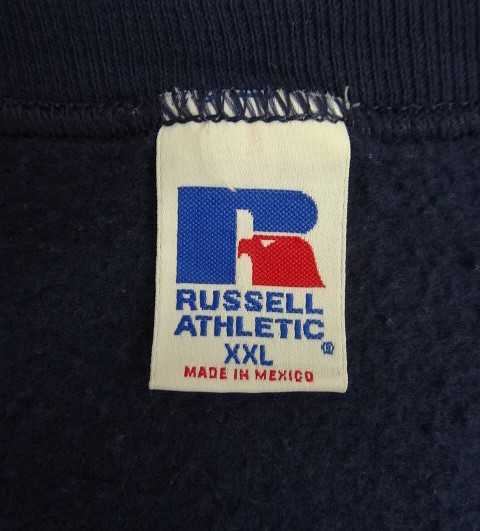 画像2: 90'S RUSSELL ATHLETIC 前Vガゼット付き クルーネック スウェットシャツ ネイビー メキシコ製 (VINTAGE)