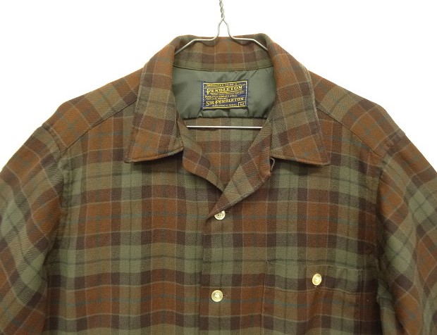 画像: 60'S PENDLETON "SIR PENDLETON" ウール 長袖 オープンカラーシャツ チェック柄 USA製 (VINTAGE)