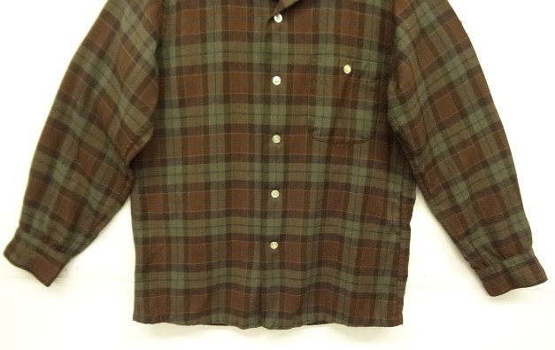 画像: 60'S PENDLETON "SIR PENDLETON" ウール 長袖 オープンカラーシャツ チェック柄 USA製 (VINTAGE)