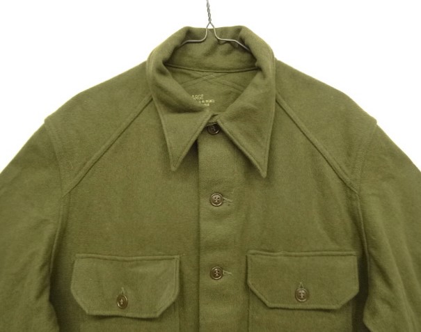 画像: 50'S アメリカ軍 US ARMY 前期モデル クロスヨーク ウール フィールドシャツ オリーブ (DEADSTOCK)