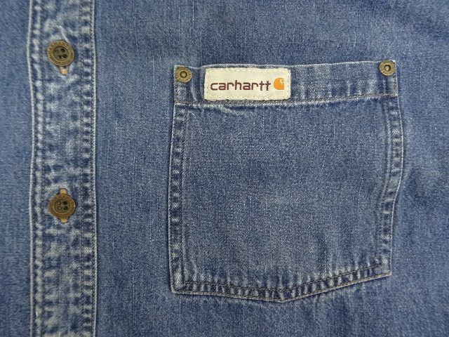 画像: 00'S CARHARTT メタルボタン デニム 長袖 ワークシャツ インディゴ (VINTAGE)