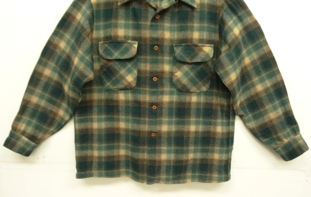 画像: 70'S PENDLETON "BOARD SHIRT" ウール オープンカラーシャツ チェック柄 USA製 (VINTAGE)