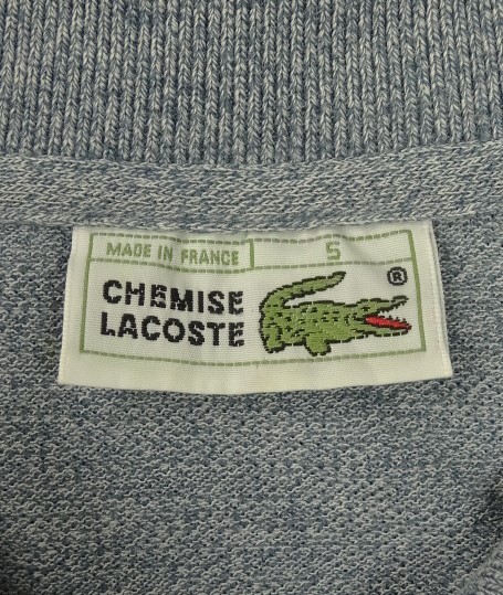 画像2: 80'S CHEMISE LACOSTE 長袖 ポロシャツ ブルーグレーヘザー フランス製 (VINTAGE)