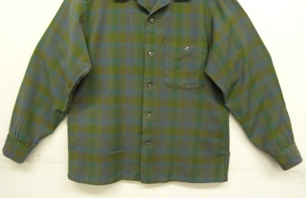 画像: 60'S PENDLETON "SIR PENDLETON" ウール 長袖 オープンカラーシャツ チェック柄 USA製 (VINTAGE)