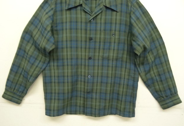 画像: 60'S PENDLETON "SIR PENDLETON" ウール 長袖 オープンカラーシャツ チェック柄 USA製 (MINT CONDITION)