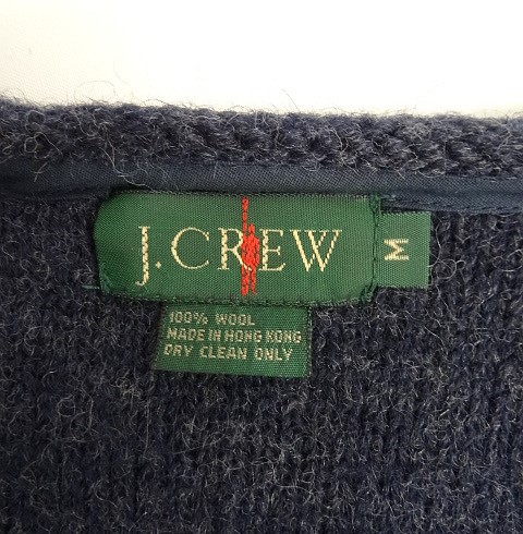 画像2: 90'S J.CREW 旧タグ ウール Vネック ジップカーディガン ネイビー (MINT CONDITION)