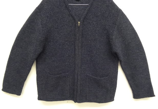 画像: 90'S J.CREW 旧タグ ウール Vネック ジップカーディガン ネイビー (MINT CONDITION)