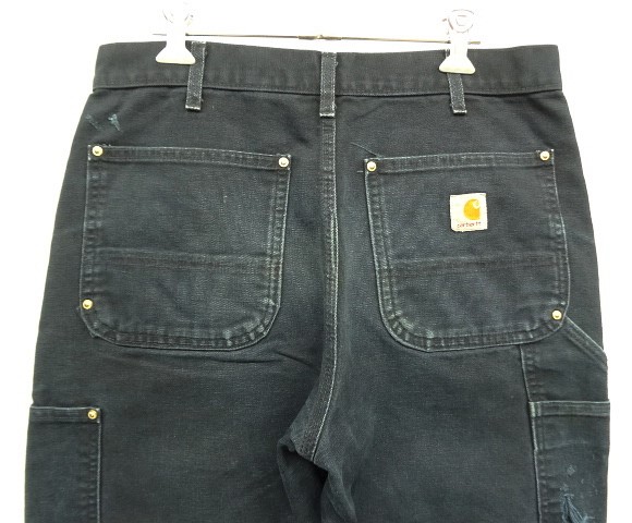 画像: 00'S CARHARTT ダック ダブルニーペインターパンツ フェードブラック W32L30 USA製 (VINTAGE)