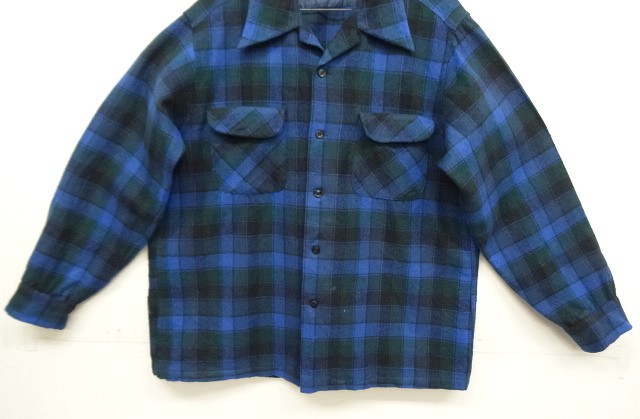 画像: 60'S PENDLETON "BOARD SHIRT" ウール オープンカラーシャツ チェック柄 USA製 (VINTAGE)