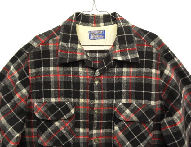 画像: 60'S PENDLETON "BOARD SHIRT" ウール オープンカラーシャツ チェック柄 USA製 (VINTAGE)