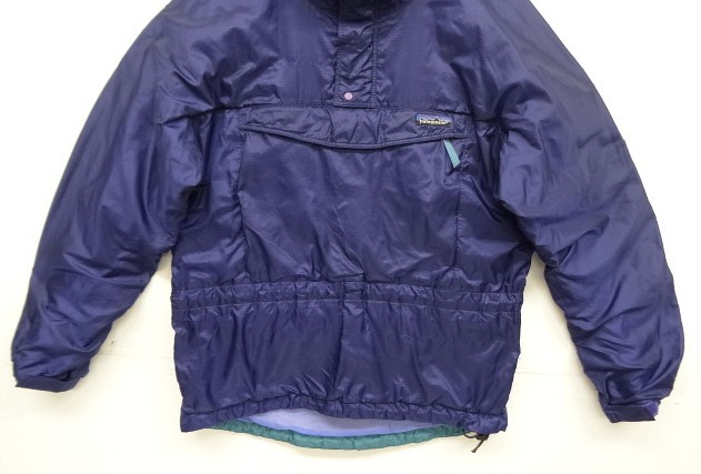 画像: 90'S PATAGONIA 旧タグ リップストップナイロン アノラックパーカー ネイビー/グリーン (VINTAGE)