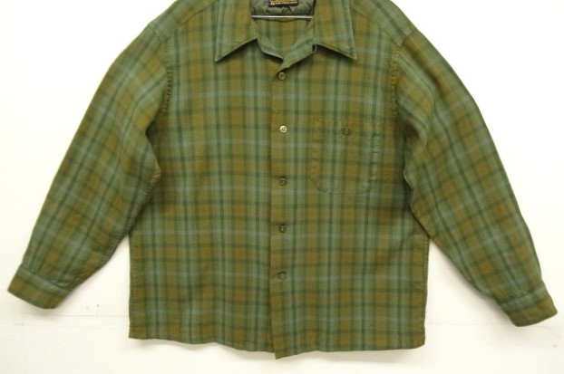 画像: 60'S PENDLETON "SIR PENDLETON" ウール 長袖 オープンカラーシャツ チェック柄 USA製 (VINTAGE)