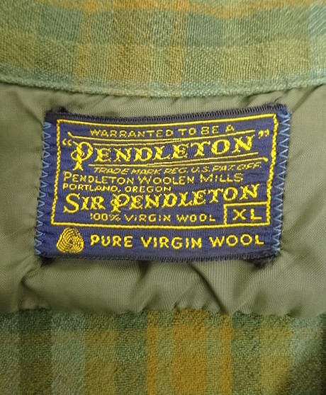 画像2: 60'S PENDLETON "SIR PENDLETON" ウール 長袖 オープンカラーシャツ チェック柄 USA製 (VINTAGE)