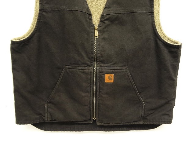 画像: CARHARTT 裏地ボア ダックベスト ブラック メキシコ製 (VINTAGE)