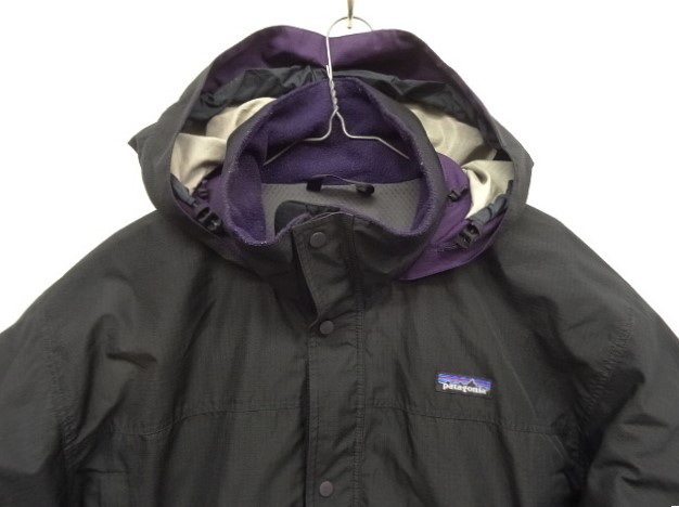 画像: 90'S PATAGONIA フード付き リップストップナイロン ジャケット ブラック/パープル (VINTAGE)