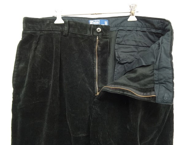 画像: 90'S RALPH LAUREN "ANDREW PANT" ツープリーツ 太畝 コーデュロイパンツ ブラック W38L30 (VINTAGE)