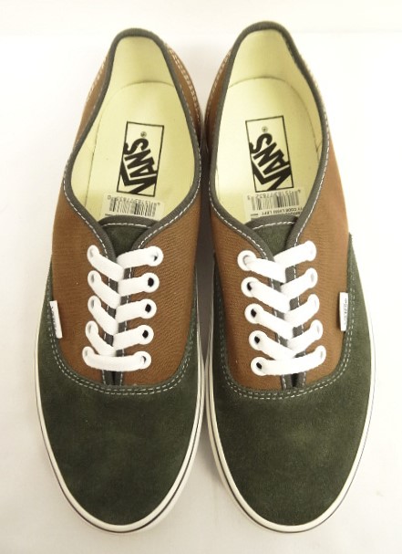 画像: VANS "SALES SAMPLE" AUTHENTIC スウェード/キャンバス スニーカー オリーブ/ブラウン (一点物/NEW)