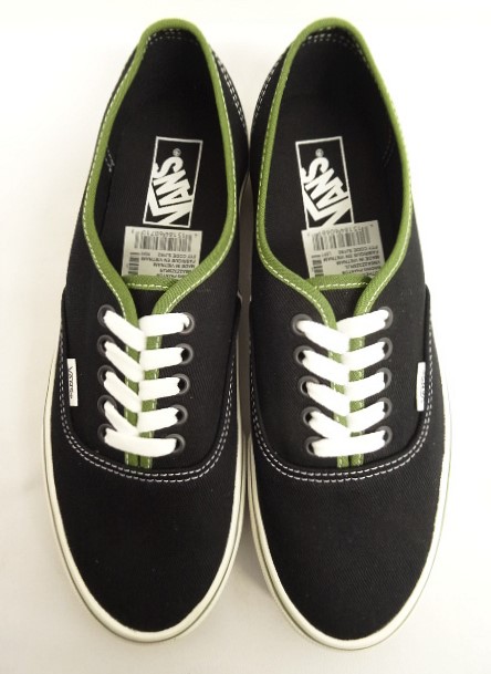 画像: VANS "SALES SAMPLE" AUTHENTIC キャンバス スニーカー ブラック/オリーブトリム (一点物/NEW)