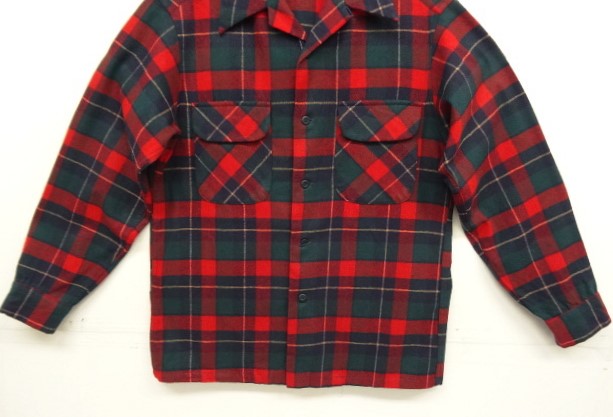 画像: 70'S PENDLETON "BOARD SHIRT" ウール オープンカラーシャツ チェック柄 USA製 (DEADSTOCK)