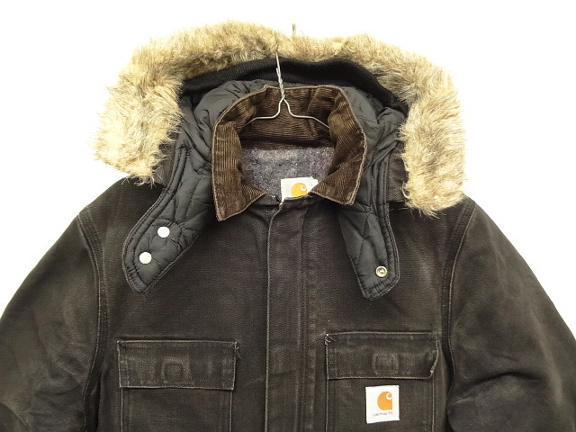 画像: 80'S CARHARTT "TRADITIONAL COAT" フード付き 裏地ブランケット ダックジャケット ブラック USA製 (VINTAGE)