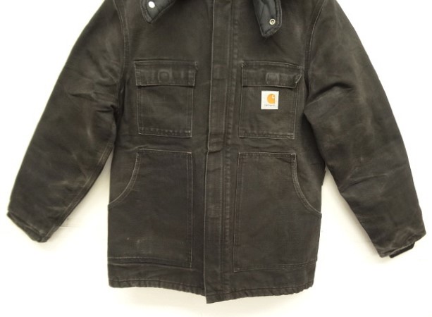 画像: 80'S CARHARTT "TRADITIONAL COAT" フード付き 裏地ブランケット ダックジャケット ブラック USA製 (VINTAGE)