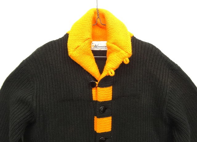 画像: 60'S WARREN-KNIT ショールカラー ニットカーディガン ブラック/オレンジ カナダ製 (DEADSTOCK) 