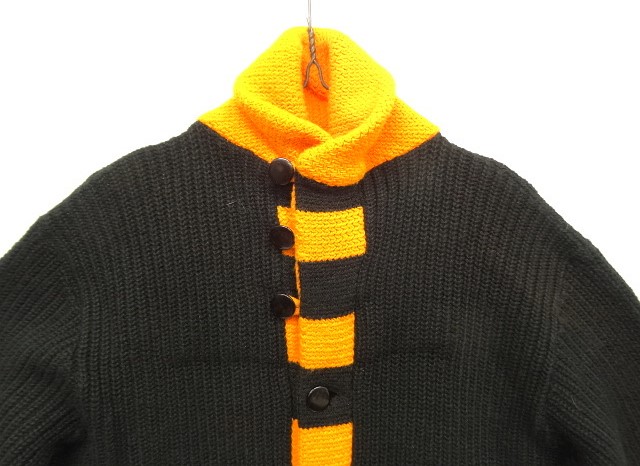 画像: 60'S WARREN-KNIT ショールカラー ニットカーディガン ブラック/オレンジ カナダ製 (DEADSTOCK) 