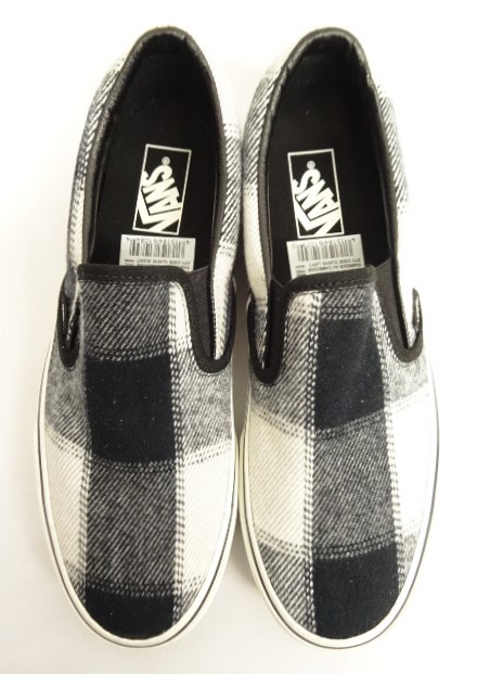 画像: VANS "SALES SAMPLE" SLIP-ON ウール スニーカー ブラック/グレー チェック (一点物/NEW)