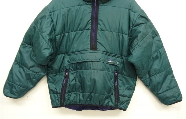 画像: 90'S LL Bean プリマロフト ハーフジップ フード付きジャケット グリーン/パープル USA製 (VINTAGE)