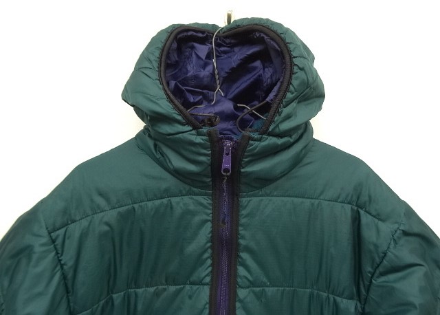 画像: 90'S LL Bean プリマロフト ハーフジップ フード付きジャケット グリーン/パープル USA製 (VINTAGE)