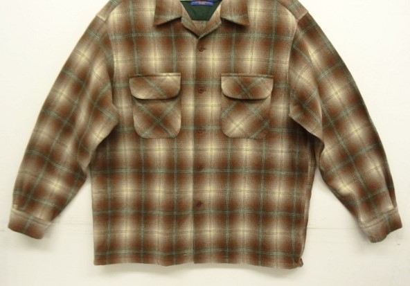 画像: 90'S PENDLETON "BOARD SHIRT" ウール オープンカラーシャツ オンブレチェック (VINTAGE)