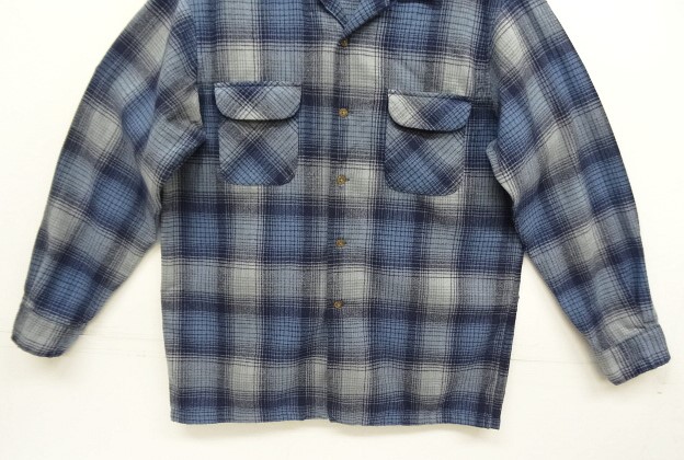 画像: 90'S PENDLETON "BOARD SHIRT" ウール オープンカラーシャツ ブルーチェック (VINTAGE)