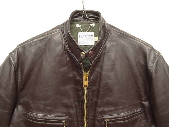 画像: 70'S THIS GENUINE LEATHER GARMENT 裏地キルティング レザージャケット TALONジップ ダークブラウン (VINTAGE)