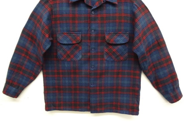 画像: 70'S PENDLETON "BOARD SHIRT" ウール オープンカラーシャツ チェック柄 USA製 (VINTAGE)